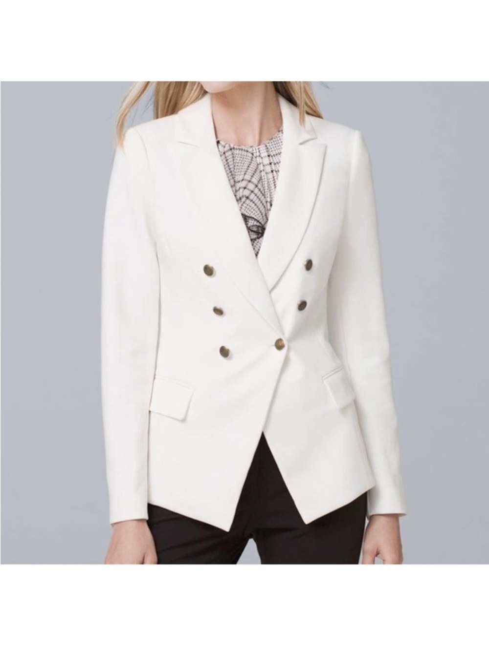 White House Black Market Ivory Trophy Fitted Blazer